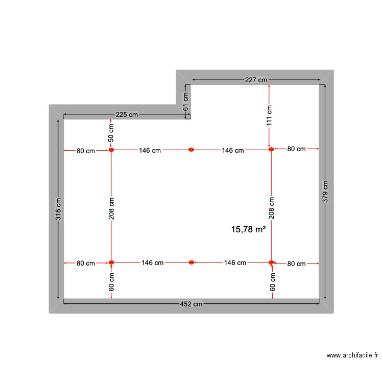 Eclairage buanderie. Plan de 1 pièce et 16 m2