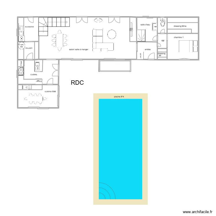 Dempur&eacute; RDC. Plan de 20  et 33 m²