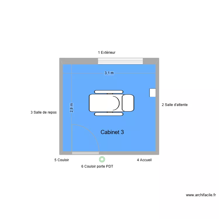 10376 Cabinet 3. Plan de 1  et 9 m²