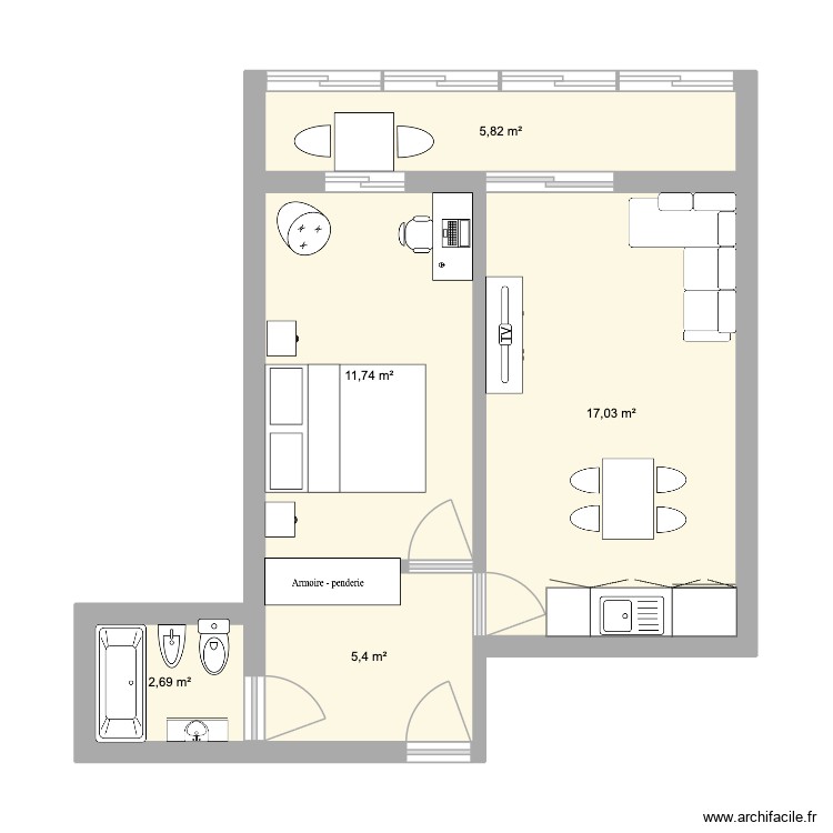 T1 VAR. Plan de 0 pièce et 0 m2