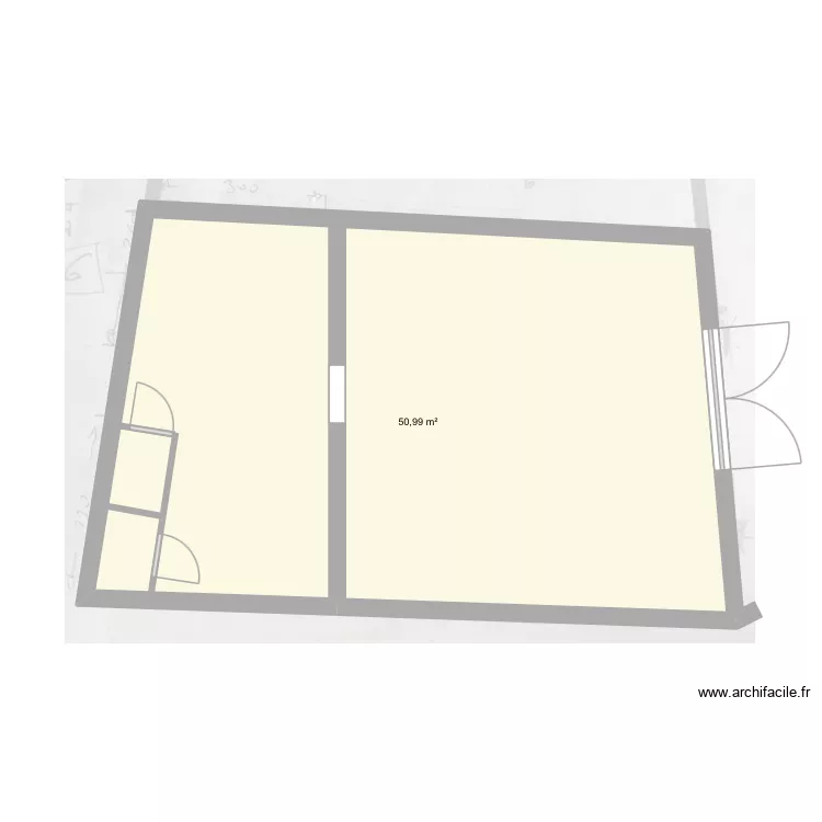 Cuisine coco. Plan de 1  et 51 m²
