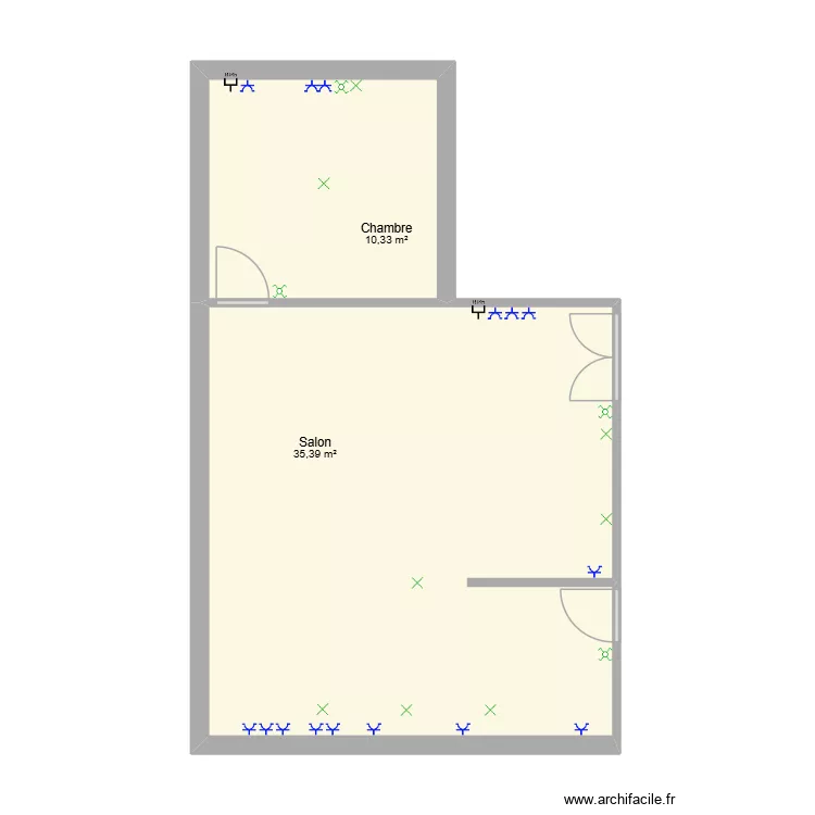 Reims. Plan de 2  et 46 m²