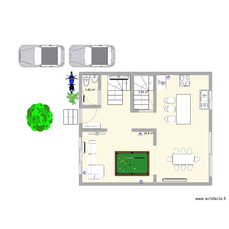 renato. Plan de 3 pièces et 38 m2