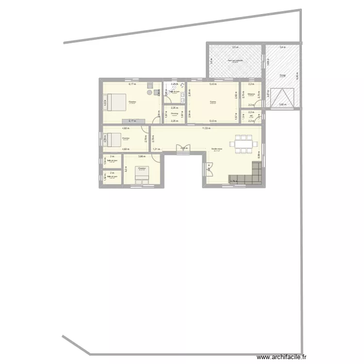 maison 2. Plan de 13  et 195 m²