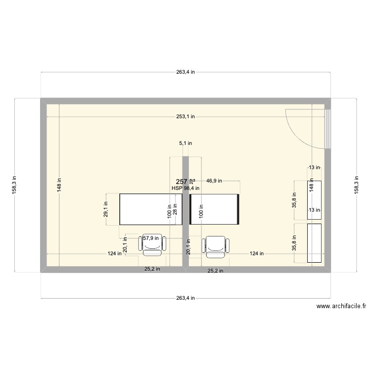 Office Layout2. Plan de 1 pièce et 24 m2