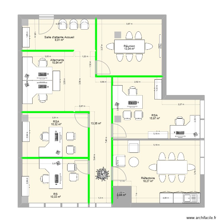 Antenne Villeneuve loubet aménagement. Plan de 9 pièces et 101 m2