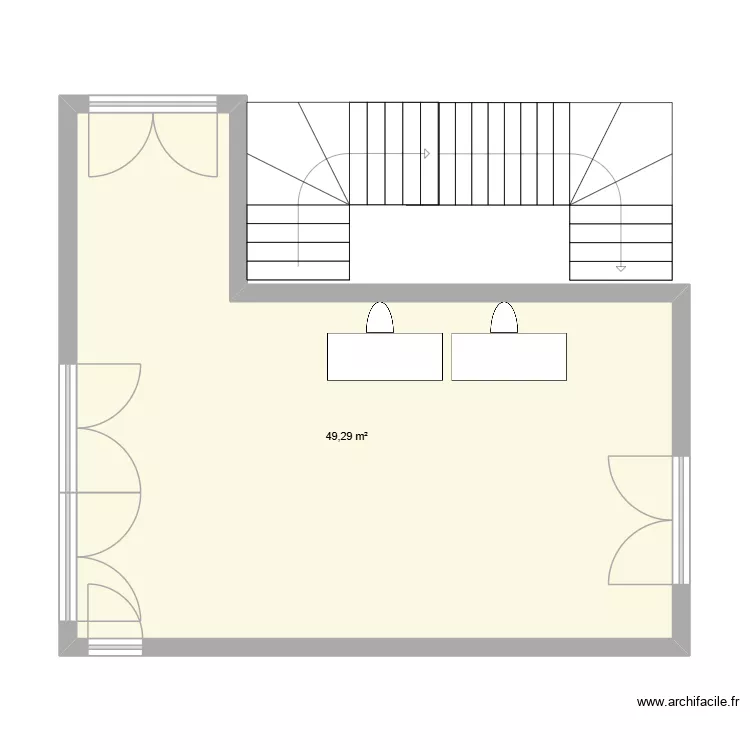 Pallier Risset avec table d\'accueil. Plan de 1 et 49 m² Pallier Risset avec table d\'accueil. Plan de 1 et 49 m²