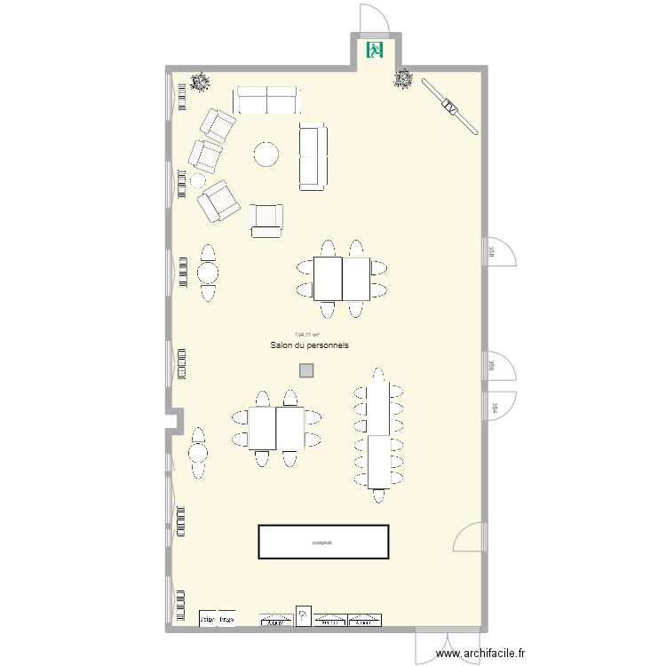 SALON DU PERSONNEL. Plan de 1 pièce et 134 m2