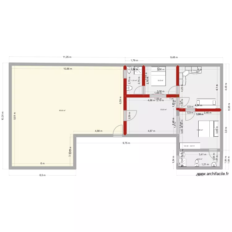 fadima1. Plan de 6  et 158 m²