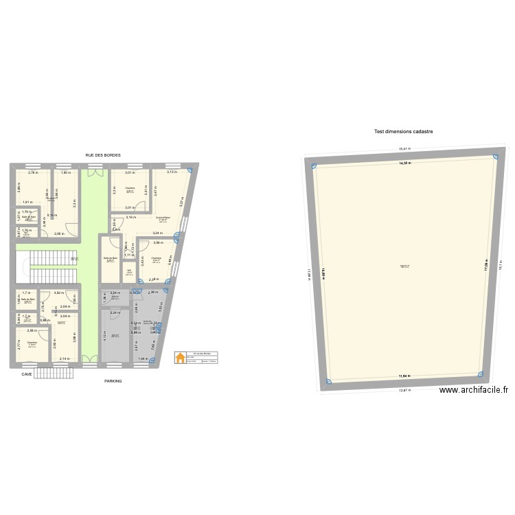 BORDES23. Plan de 44 pièces et 982 m2