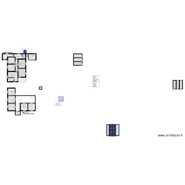 Plan de masse 0525. Plan de 28 pièces et 198 m2