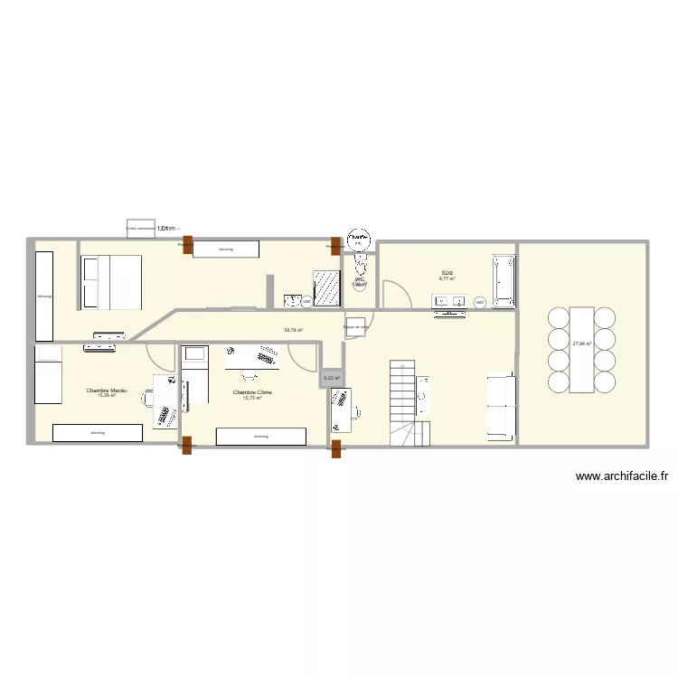 maison Antoine implantation final. Plan de 7 pièces et 130 m² maison Antoine implantation final. Plan de 7 pièces et 130 m²