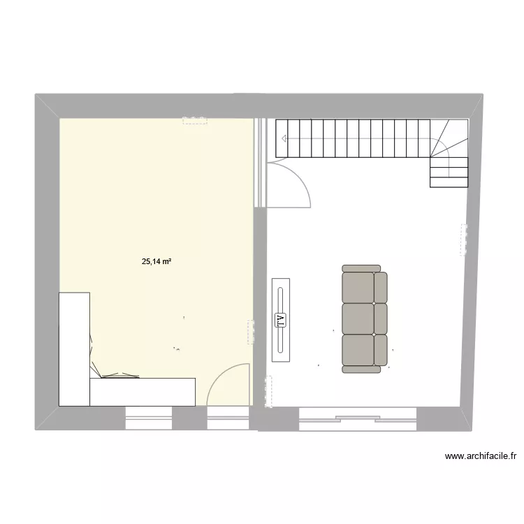 ferme appart1. Plan de 1 Pièce et 25 m²