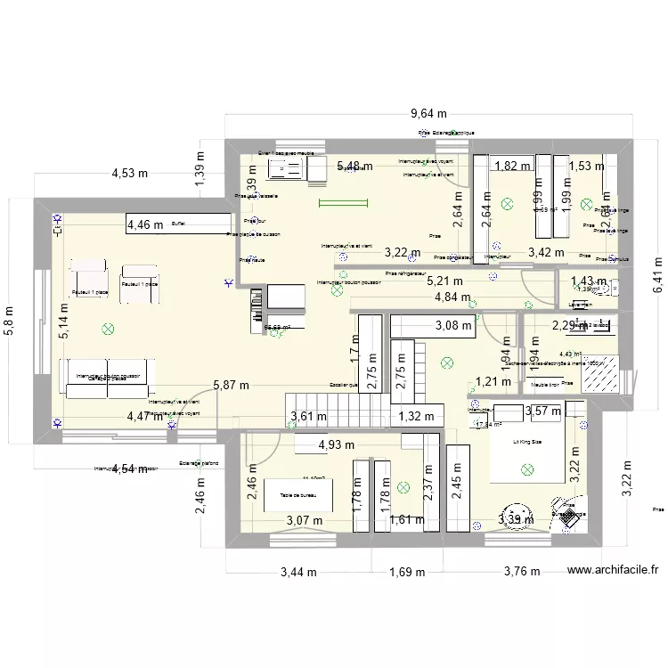 plan &eacute;lectricit&eacute;. Plan de 10  et 149 m²