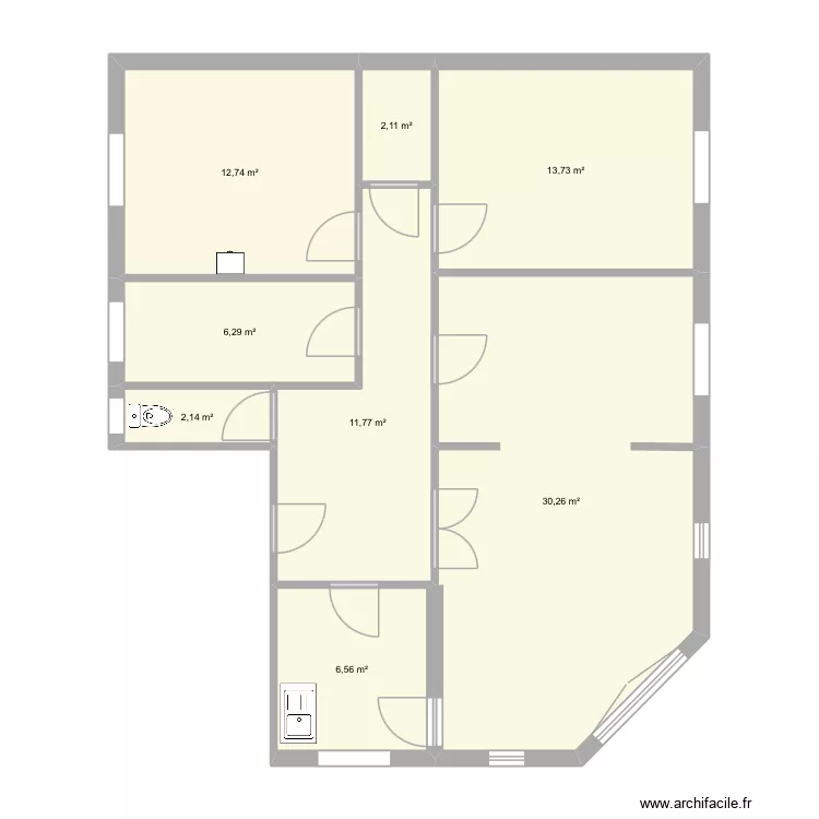 arquebuse appart. Plan de 8 pièces et 86 m²