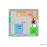 Option 1: plan  avec paillasse en L (vraies dimensions)