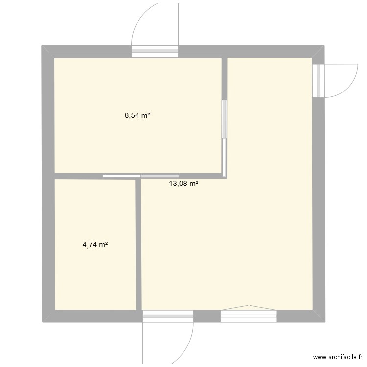 Projet studio. Plan de 3 pièces et 42 m2