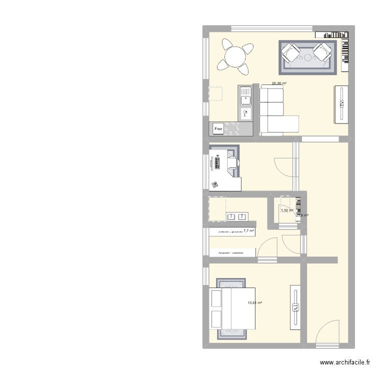 ratacas v1. Plan de 5 pièces et 73 m2
