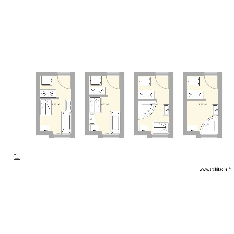 Salle de bain 4. Plan de 4 pièces et 37 m2