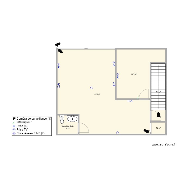 Plan_Electrique. Plan de 5 pièces et 62 m2