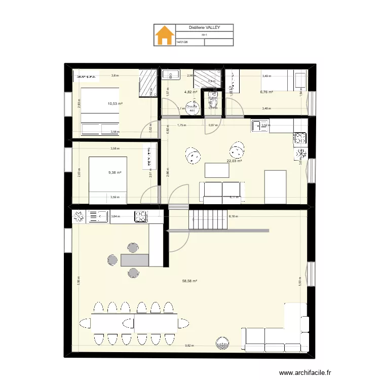 barOC R+1 4. Plan de 6  et 112 m²