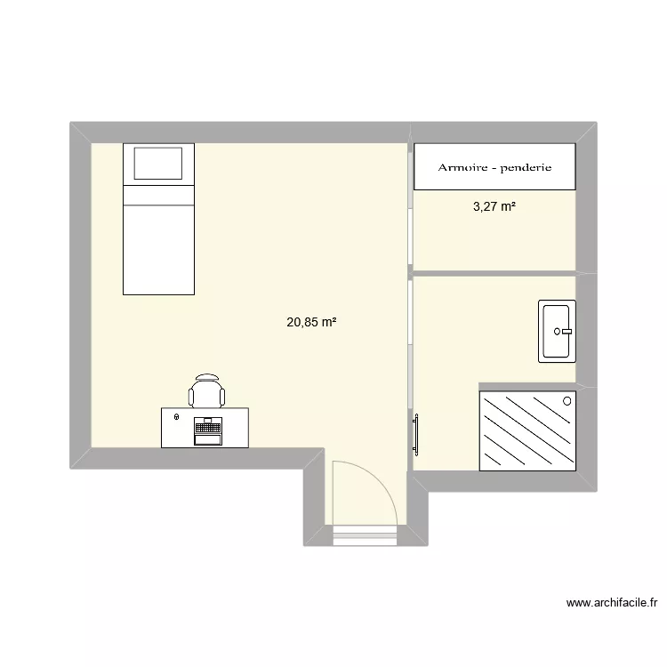 chambre 3 avec dressing et lit 90 4. Plan de chambre 3 avec dressing et lit 90 4. Plan de