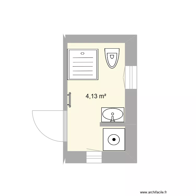 Salle d'eau RDC v1.2. Plan de 1  et 4 m²