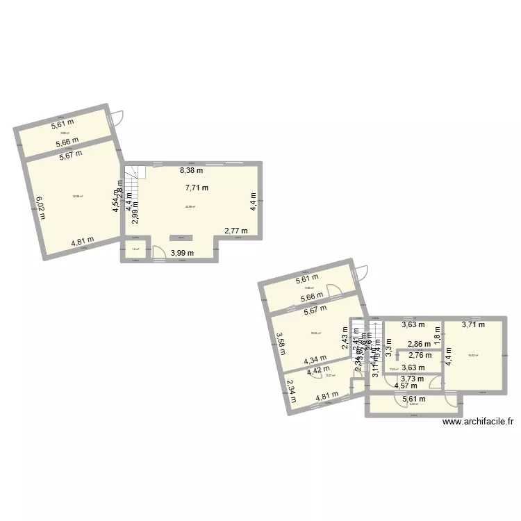 concoures. Plan de 11  et 170 m²