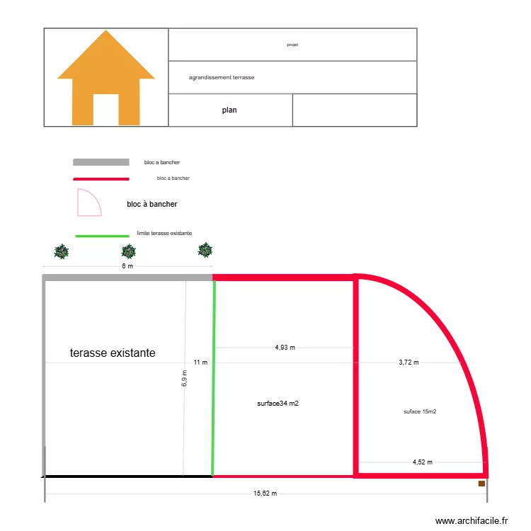 plan terrasse n&deg;2. Plan de 