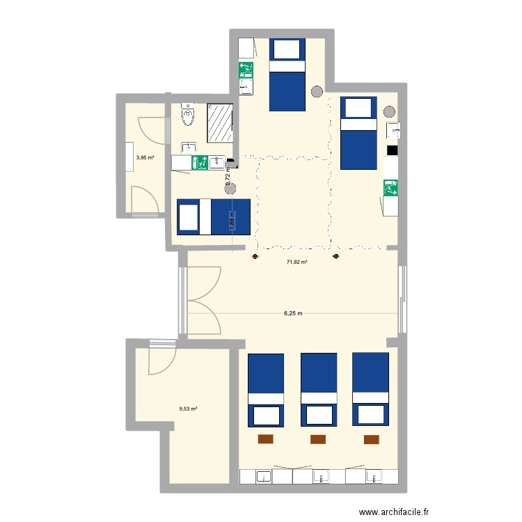 echo option sdd douche 2. Plan de 3 pièces et 85 m2