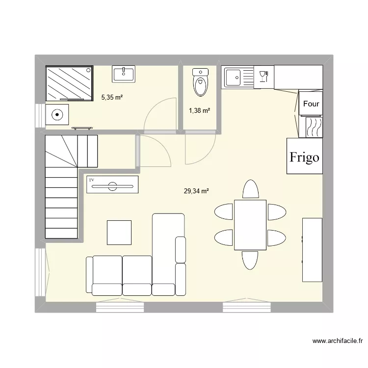Gite 2 - Atelier R1a chambres. Plan de 