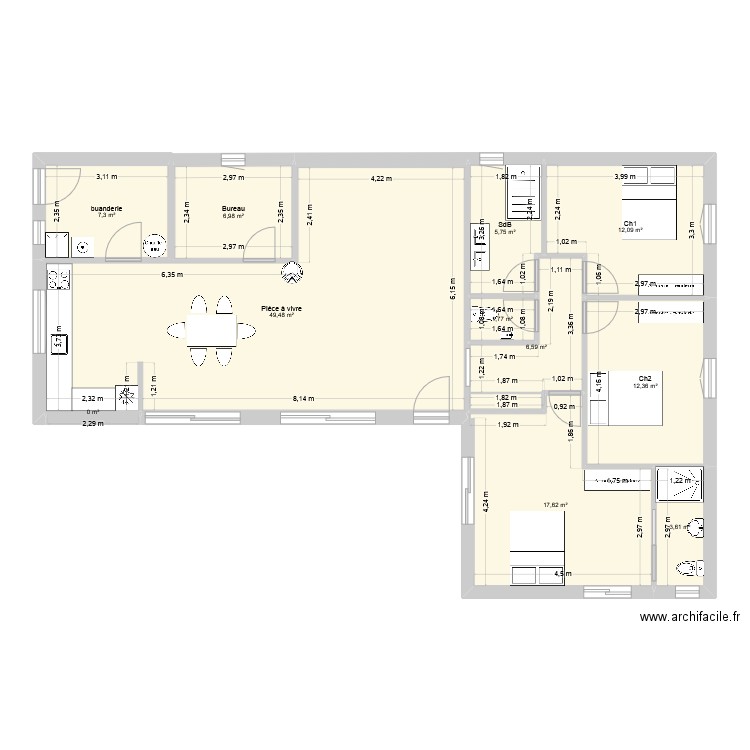 projetneuilly4. Plan de 12 pièces et 122 m2