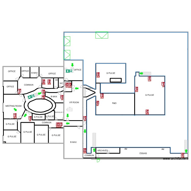 VOLTA R+1. Plan de 39 pièces et 2230 m2