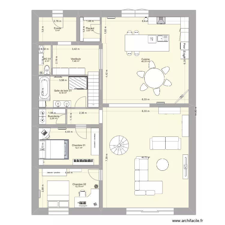 Maison. Plan de 23  et 295 m²