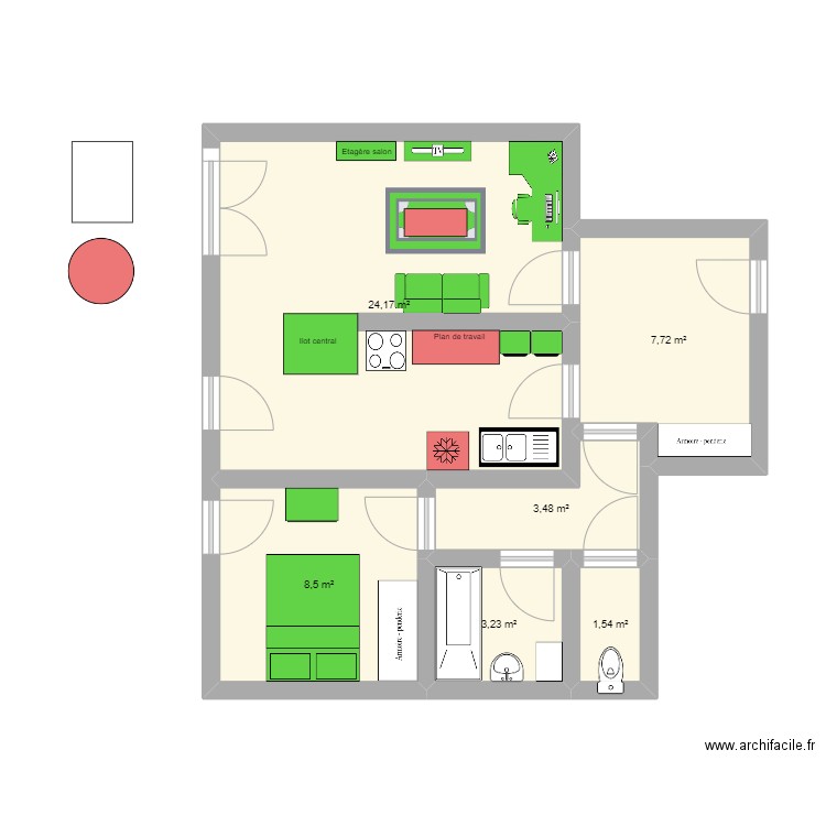 appart saulx. Plan de 6 pièces et 49 m2
