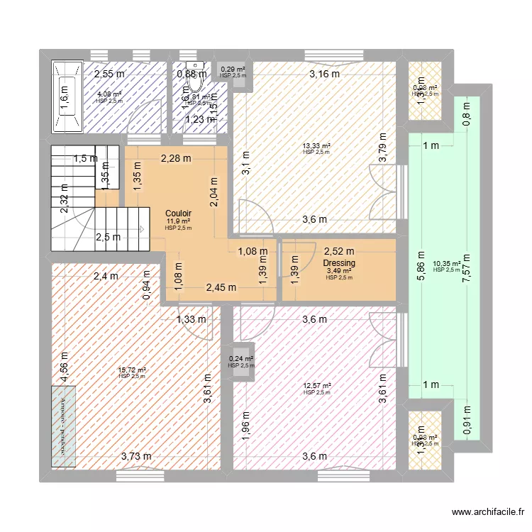 1e etage maison. Plan de 12  et 76 m²