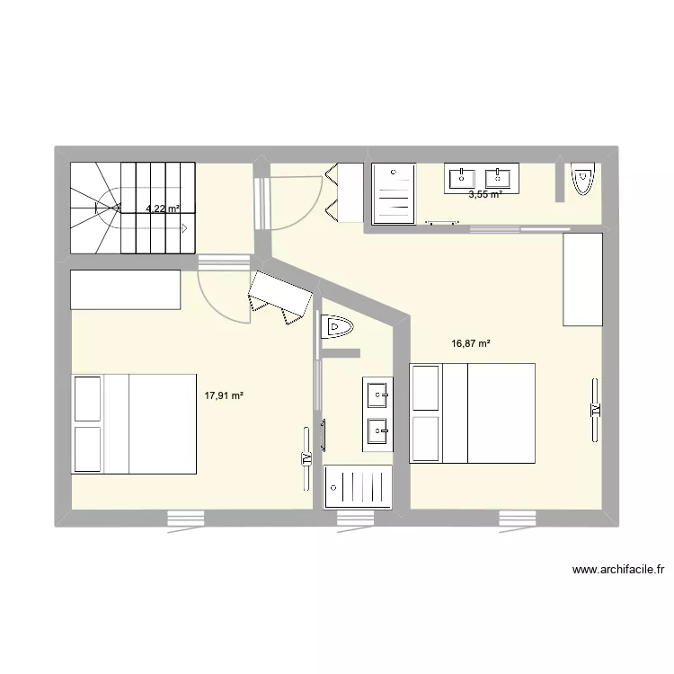 tabac 3. Plan de 4  et 43 m²