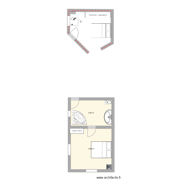 alsa. Plan de 2 pièces et 26 m2
