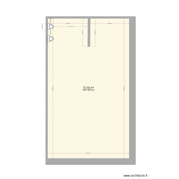 CDS plan local réfectoire et sanitaire . Plan de 1 pièce et 38 m2