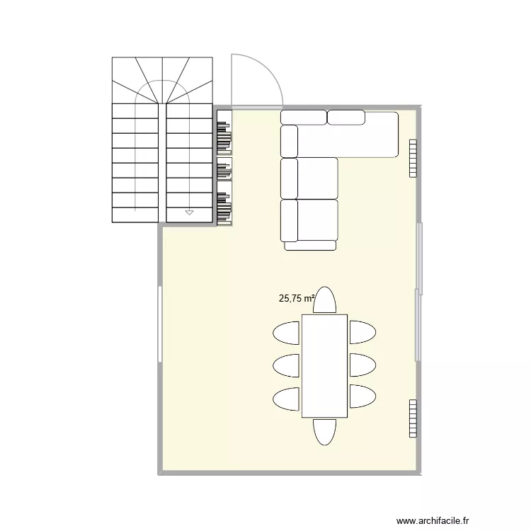 salon. Plan de 1  et 26 m²