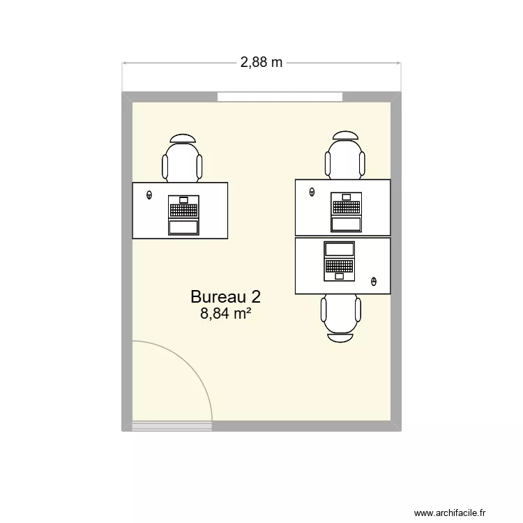TERAPOLIS BUREAU 2. Plan de 1  et 9 m²