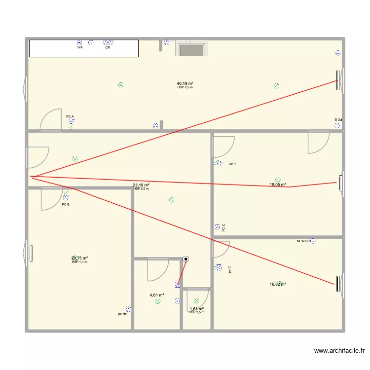 plant Albi. Plan de 7  et 126 m²