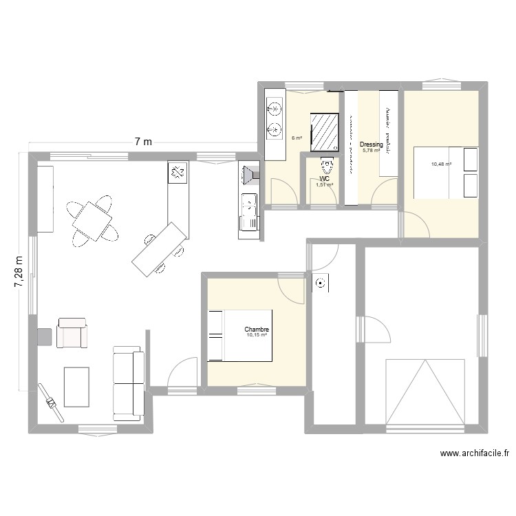 MAISON 2. Plan de 5 pièces et 34 m2
