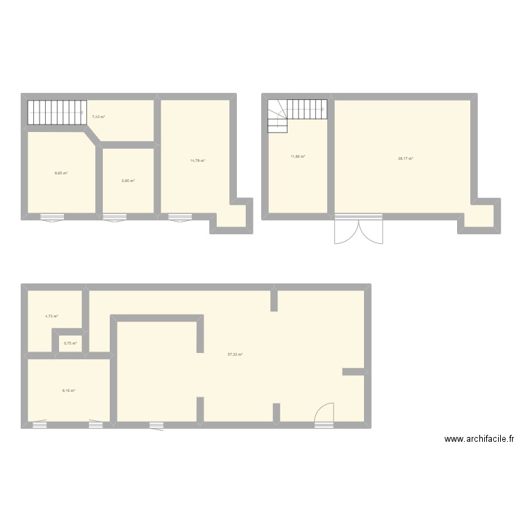 Maison travaux. Plan de 10 pièces et 150 m2