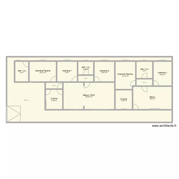 PAUL1. Plan de 16 Pièces et 222 m²