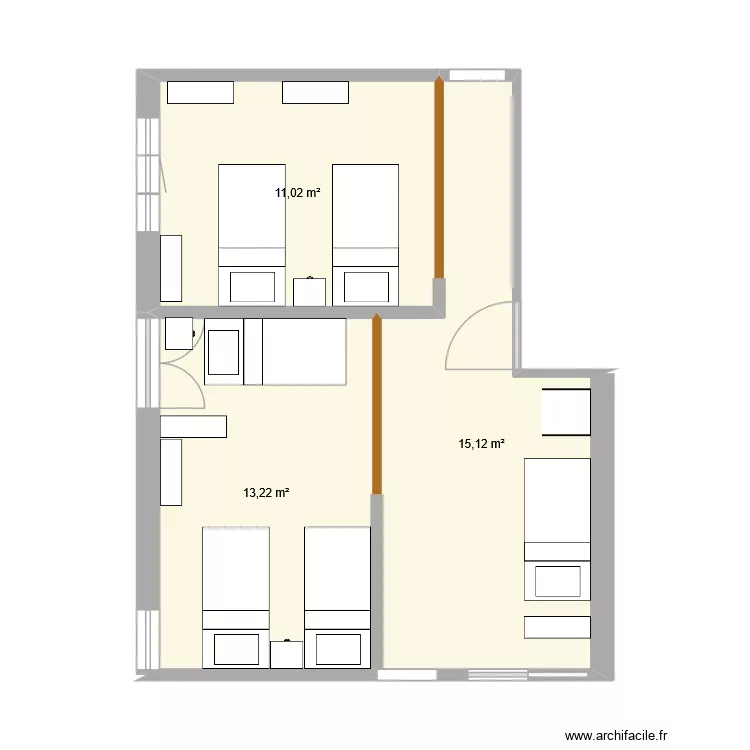 cloisons chambres. Plan de 3 et 39 m² cloisons chambres. Plan de 3 et 39 m²