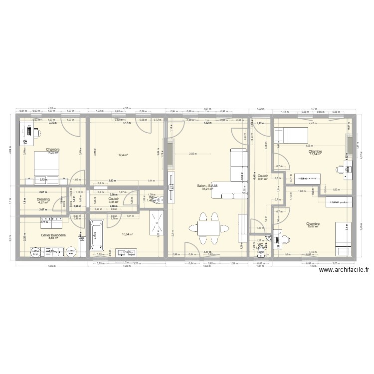 Champ Moreau suite. Plan de 12 pièces et 139 m2