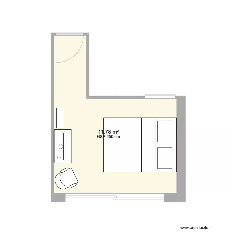 Chambre parentale avec amenagement. Plan de 