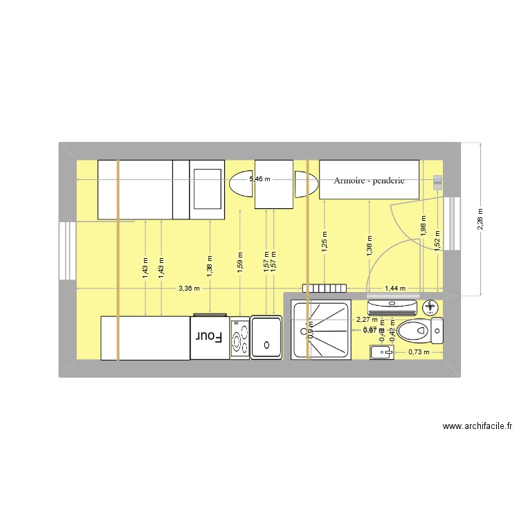 7colonel denfert. Plan de 1 pièce et 16 m2