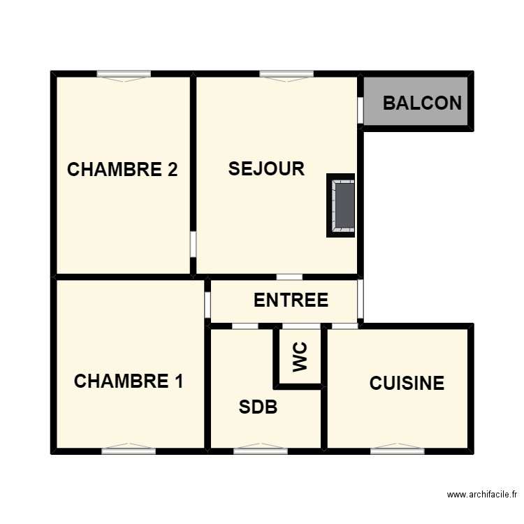 LE BRUN. Plan de 8 pièces et 44 m2